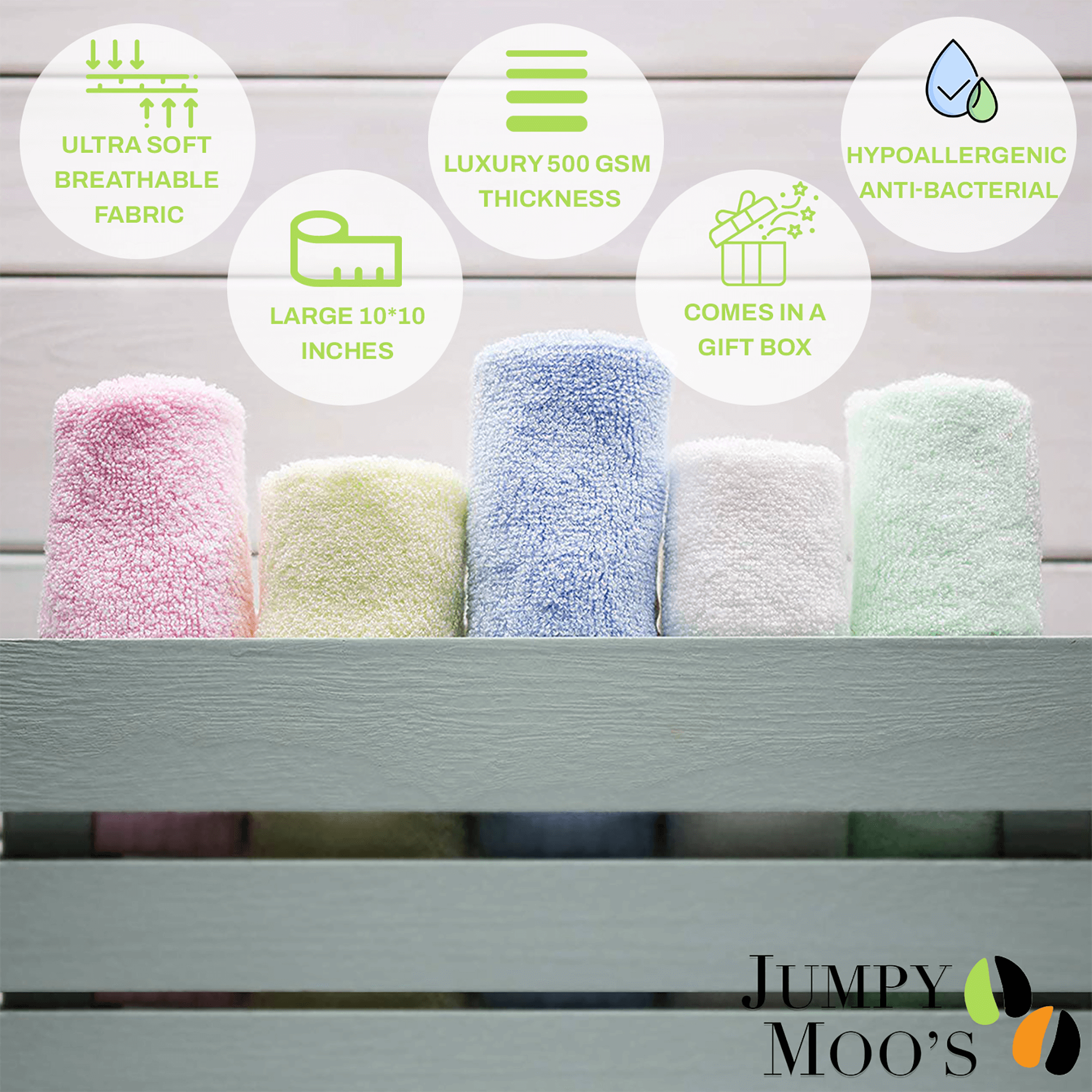 Baby Washcloths - Jumpy Moo's - Baby Essentials